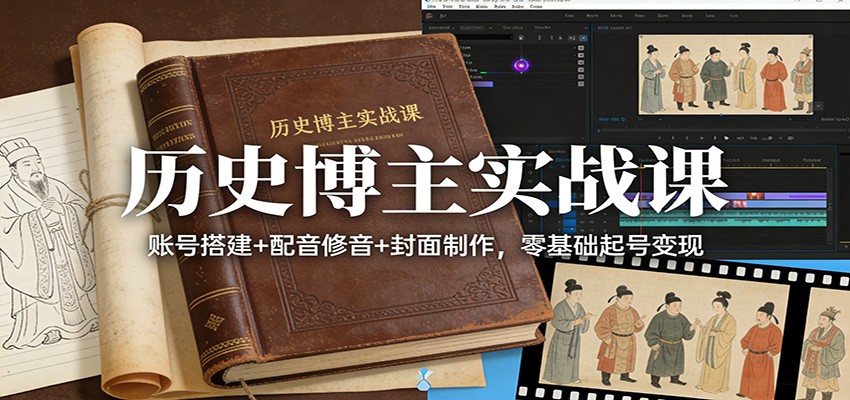 历史博主实战课：账号搭建+配音修音+封面制作，零基础起号变现-DE云网创