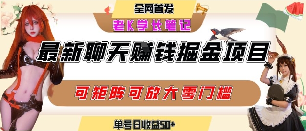 聊天掘金项目，可矩阵起号，适合工作室，个人宝妈，单号日收益50+，零门槛，小白也能轻松上手-DE云网创