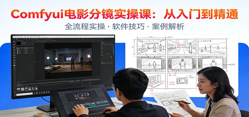 ComfyUI电影分镜实操课：分镜一致性，全流程AI视频制作，零基础也能做专业分镜-DE云网创