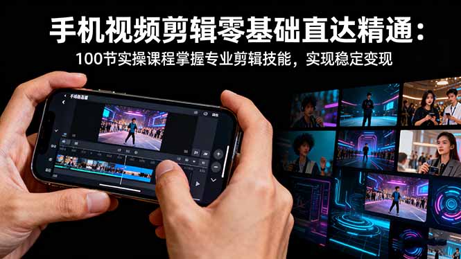 手机视频剪辑零基础直达精通:100节实操课程掌握专业剪辑技能,实现稳…-DE云网创