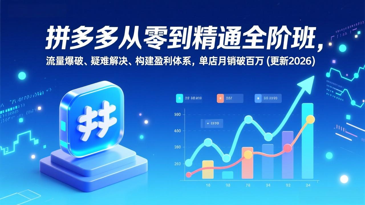 拼多多从零到精通全阶班，流量爆破、疑难解决，构建盈利体系，单店月销破百万(更新2026-DE云网创