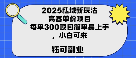 2025私域新玩法高客单价，每单3张操作简单，小白可轻松上手-DE云网创