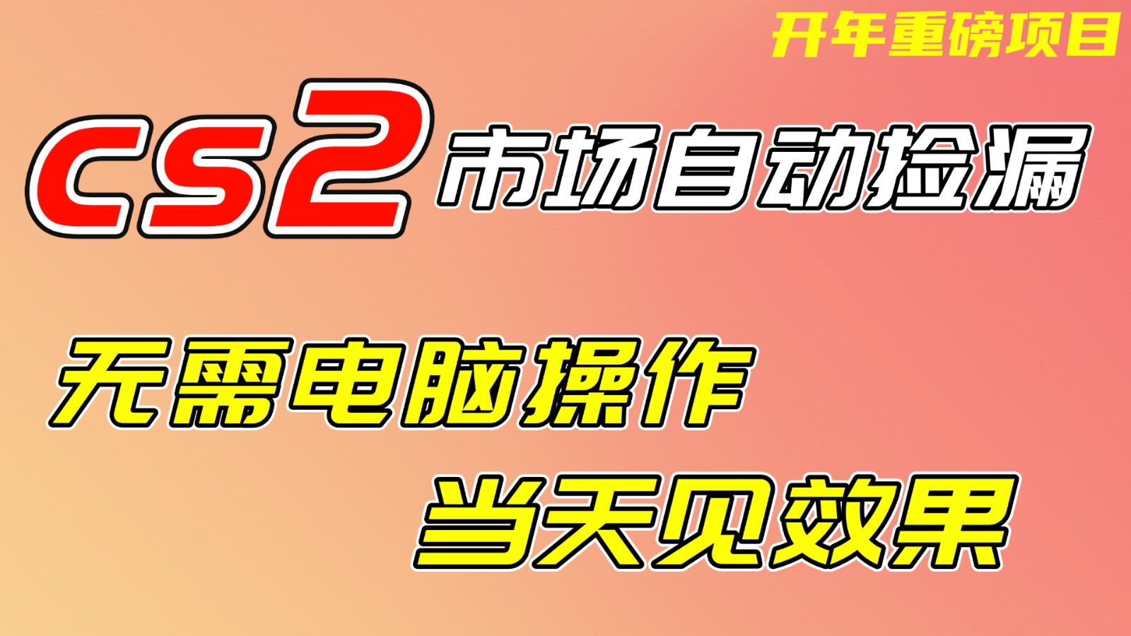 CS2市场挂机项，无需电脑操作，无需进入游戏，当天见效果，支持任何形式验证-DE云网创