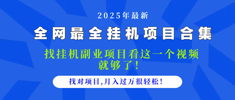 （14804期）2025最全挂机项目合集 找项目看这一个视频就够了，做对项目月入过万很...-DE云网创