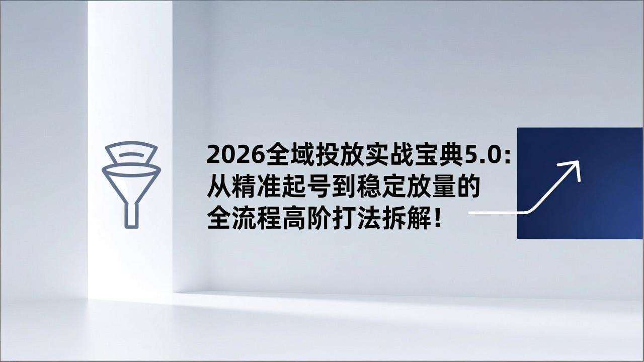 2026全域投放实战宝典5.0：从精准起号到稳定放量的全流程高阶打法拆解！-DE云网创