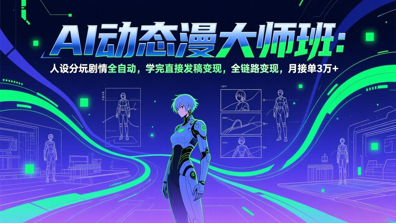 AI动态漫剧大师班：人设分镜剧情全自动，学完直接发稿变现，全链路变现，月接单3万+-DE云网创
