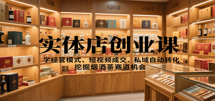 实体店创业课：学经营模式、短视频成交、私域自动转化，挖掘烟酒茶赛道机会-DE云网创