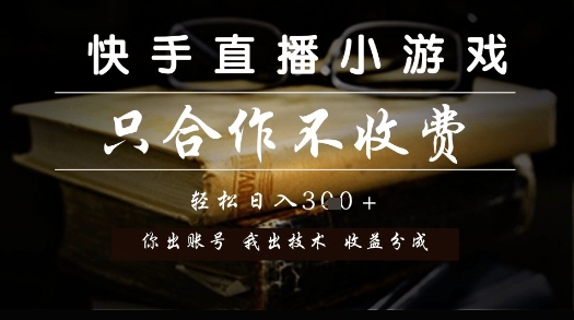 快手直播小游戏，只合作不收费，你出账号我出技术， 分润模式【揭秘】-DE云网创
