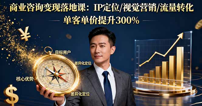 商业咨询变现落地课：IP定位/视觉营销/流量转化，单客单价提升300%-DE云网创