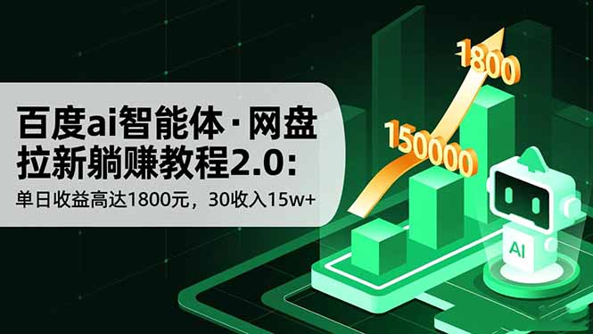 百度ai智能体·网盘拉新躺赚教程2.0:单日收益高达1800元,30收入15w+插图 百度ai智能体·网盘拉新躺赚教程2.0:单日收益高达1800元,30收入15w+插图
