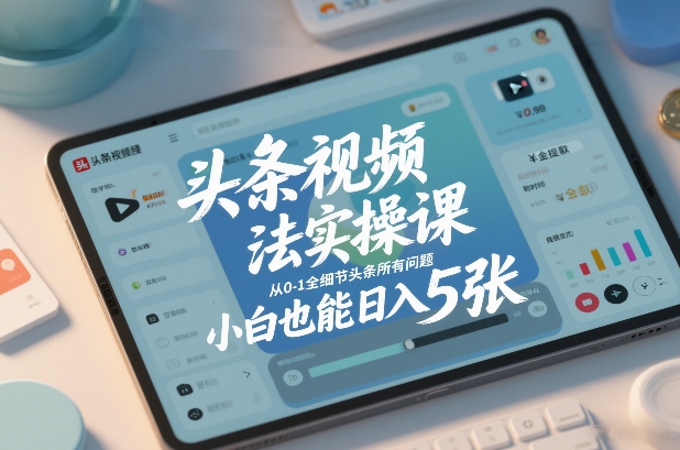 头条视频玩法实操课,从0-1全细节头条所有问题,小白也能日入5张插图 头条视频玩法实操课,从0-1全细节头条所有问题,小白也能日入5张