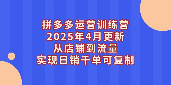 （14469期）拼多多运营训练营2025年4月更新，从店铺到流量，实现日销千单可复制-DE云网创