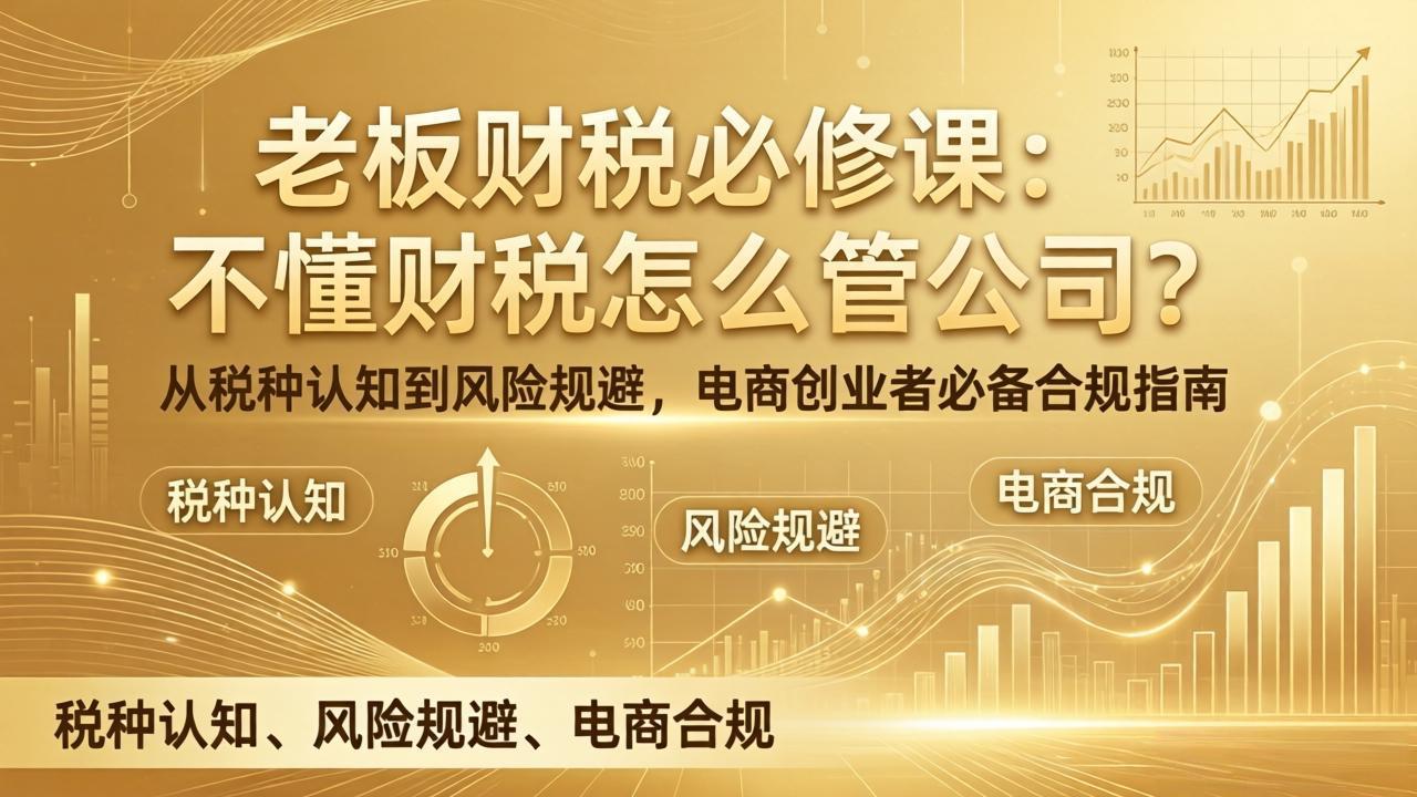 老板财税必修课：不懂财税怎么管公司？从税种认知到风险规避，电商创业者必备合规指南-DE云网创