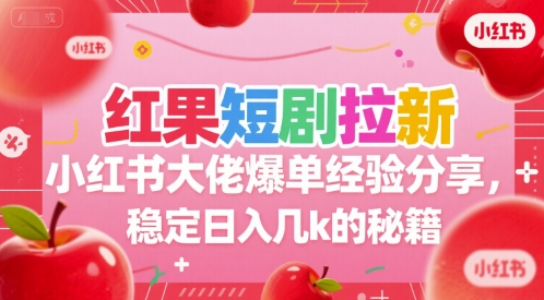红果短剧拉新小红书大佬爆单经验分享，稳定日入几k的秘籍-DE云网创