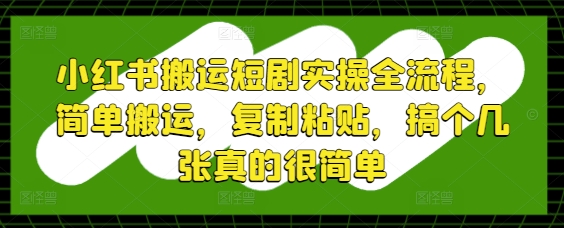 小红书搬运短剧实操全流程，简单搬运，复制粘贴，搞个几张真的很简单-DE云网创