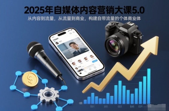 2025年自媒体内容营销大课5.0，从内容到流量，从流量到商业，构建自带流量的个体商业体-DE云网创