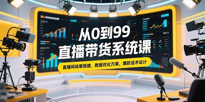 （15362期）从0到99直播带货系统课，直播间场景搭建，数据优化方案，爆款话术设计-DE云网创