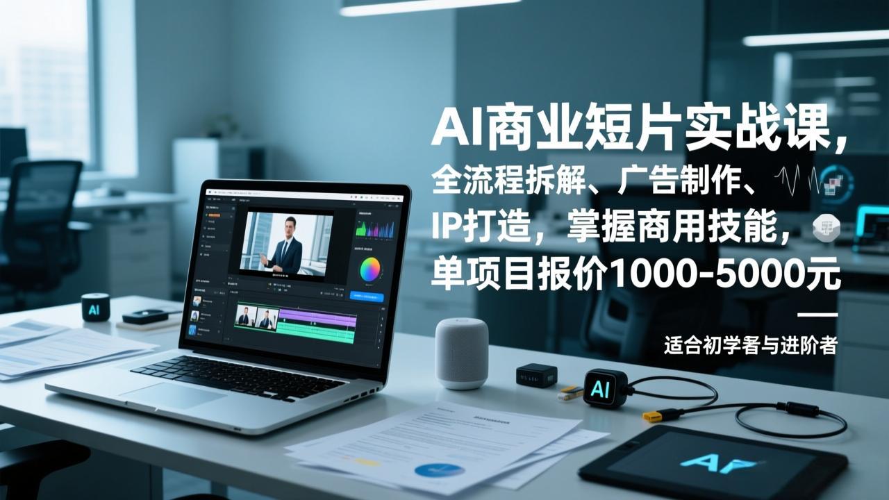 AI商业短片实战课，全流程拆解、广告制作、IP打造，掌握商用技能，单项目报价1000-5000元-DE云网创