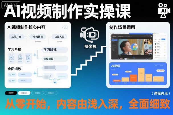 AI视频制作实操课，从零开始，内容由浅入深，全面细致-DE云网创