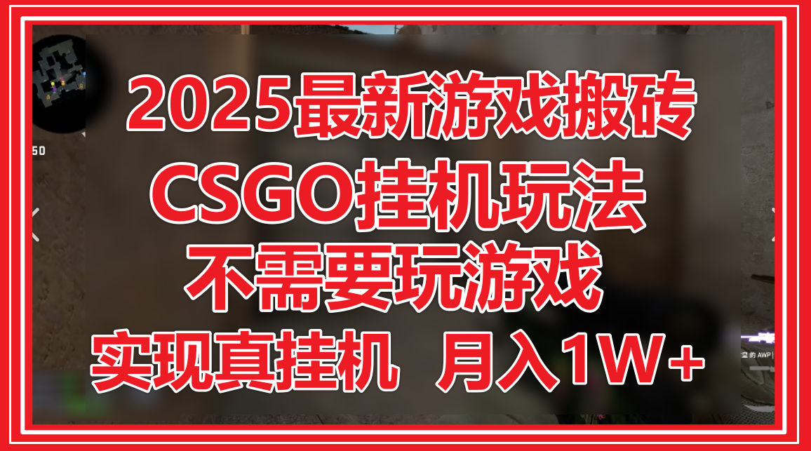 2025最新游戏搬砖，CSGO挂机，不需要玩游戏，实现真挂机，月入1W+-DE云网创