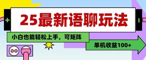 25年最新语聊玩法，纯手工，单机收益100+，小白也能轻松上手，可矩阵操作-DE云网创
