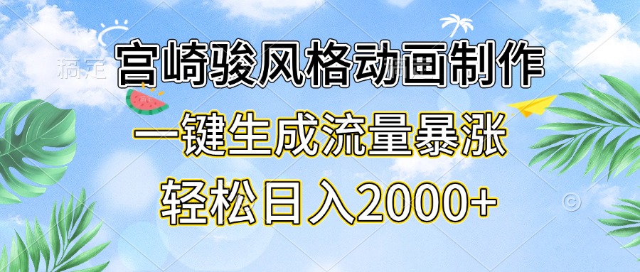 （13386期）宫崎骏风格动画制作，一键生成流量暴涨，轻松日入2000+-DE云网创