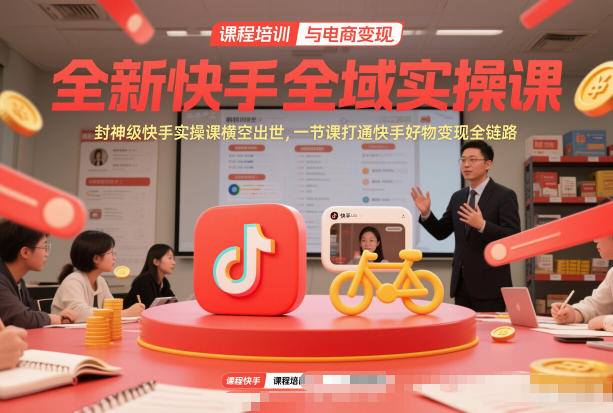 全新快手全域实操课，封神级快手实操课横空出世，一节课打通快手好物变现全链路-DE云网创