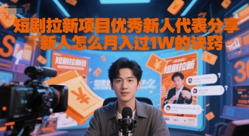 短剧拉新项目优秀新人代表分享新人怎么月入过1W的诀窍-DE云网创