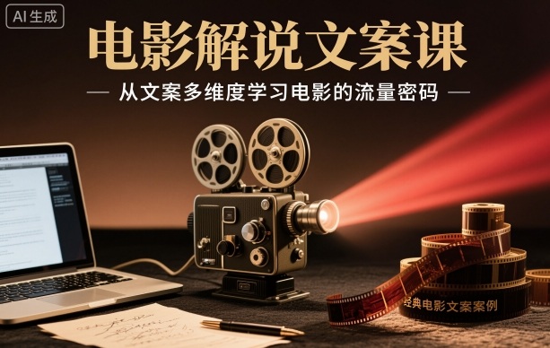 电影解说文案课，从文案多维度学习电影的流量密码-DE云网创