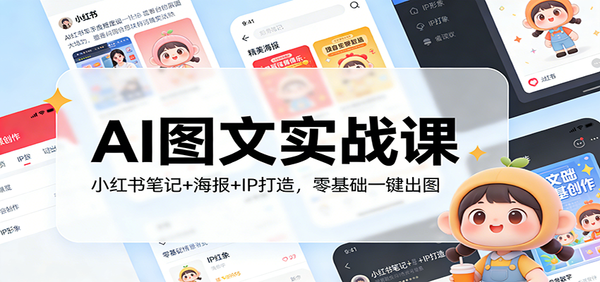 AI图文实战课：小红书笔记+海报+IP打造，零基础一键出图-DE云网创