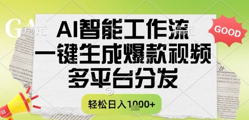 AI智能工作流，一键生成书单号爆款视频，多平台分发，每日收益多张【揭秘】-DE云网创