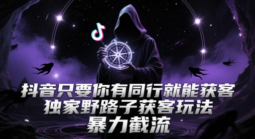 抖音只要你有同行就能获客，独家野路子获客玩法，暴力截流【揭秘】-DE云网创
