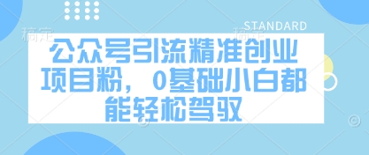 公众号引流精准创业项目粉，0基础小白都能轻松驾驭-DE云网创