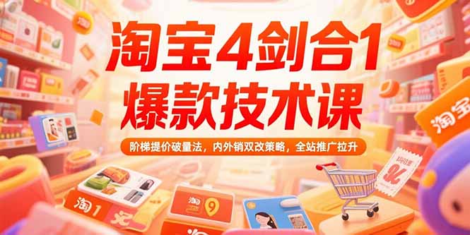 （15415期）淘宝4剑合1爆款技术课，阶梯提价破量法，内外销双改策略，全站推广拉升-DE云网创