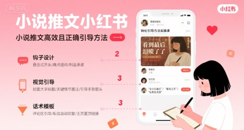 小说推文小红书高转化引导方法实操课,小说推文高效且正确引导方法-DE云网创