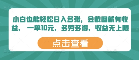 小白也能轻松日入多张，会截图就有收益， 一单10元，多劳多得，收益无上限-DE云网创