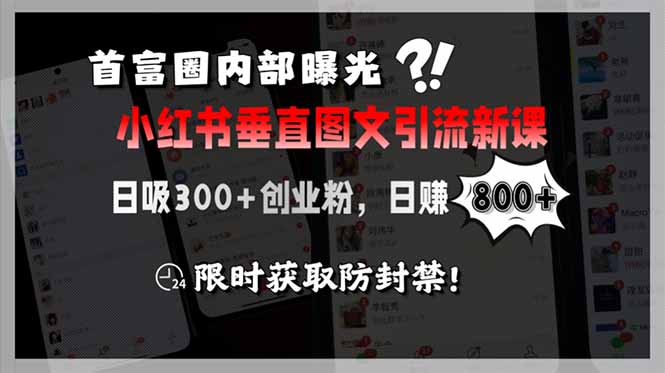 （15313期）首富圈内部曝光小红书垂直图文引流新课，日吸300+创业粉，日赚800+，限...-DE云网创