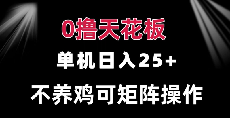 0撸单机日入25+ 可批量操作 无需养鸡 长期稳定 做了就有-DE云网创