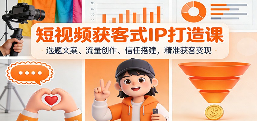 短视频获客式IP打造课:选题文案、流量创作、信任搭建,精准获客变现-DE云网创