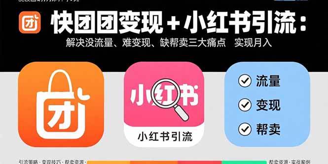 （15877期）快团团变现+小红书引流：解决没流量、难变现、缺帮卖三大痛点 实现月入3w+-DE云网创