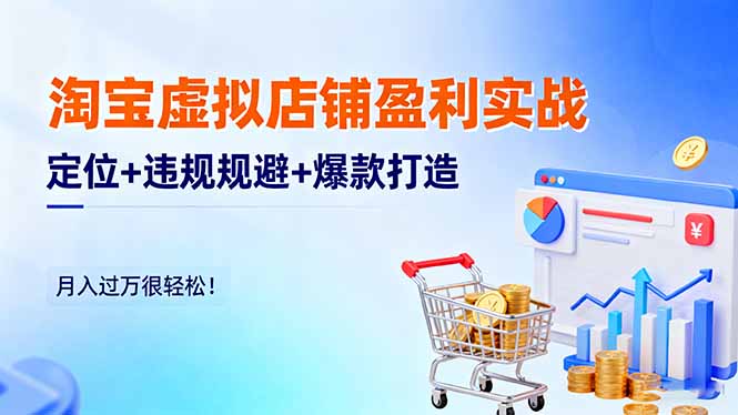 淘宝虚拟店铺盈利实战：定位+违规规避+爆款打造，月入过万很轻松！-DE云网创