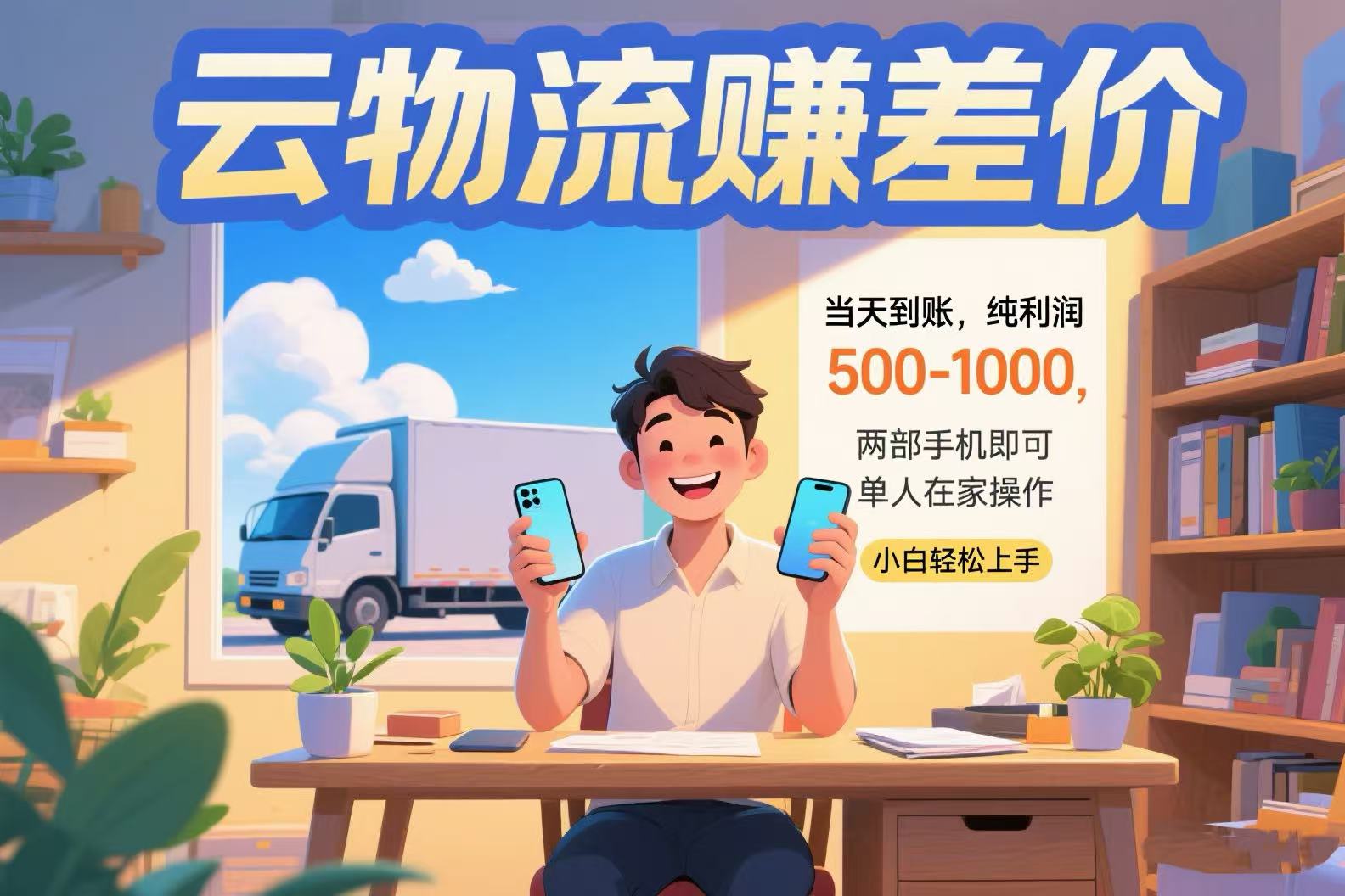 （15492期）云物流赚差价 当天到账纯利润500-1000 两部手机即可 可单人在家操作 小…-DE云网创
