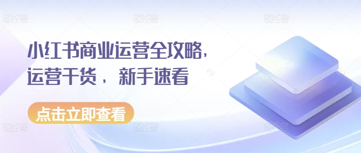 小红书商业运营全攻略，运营干货 ，新手速看-DE云网创