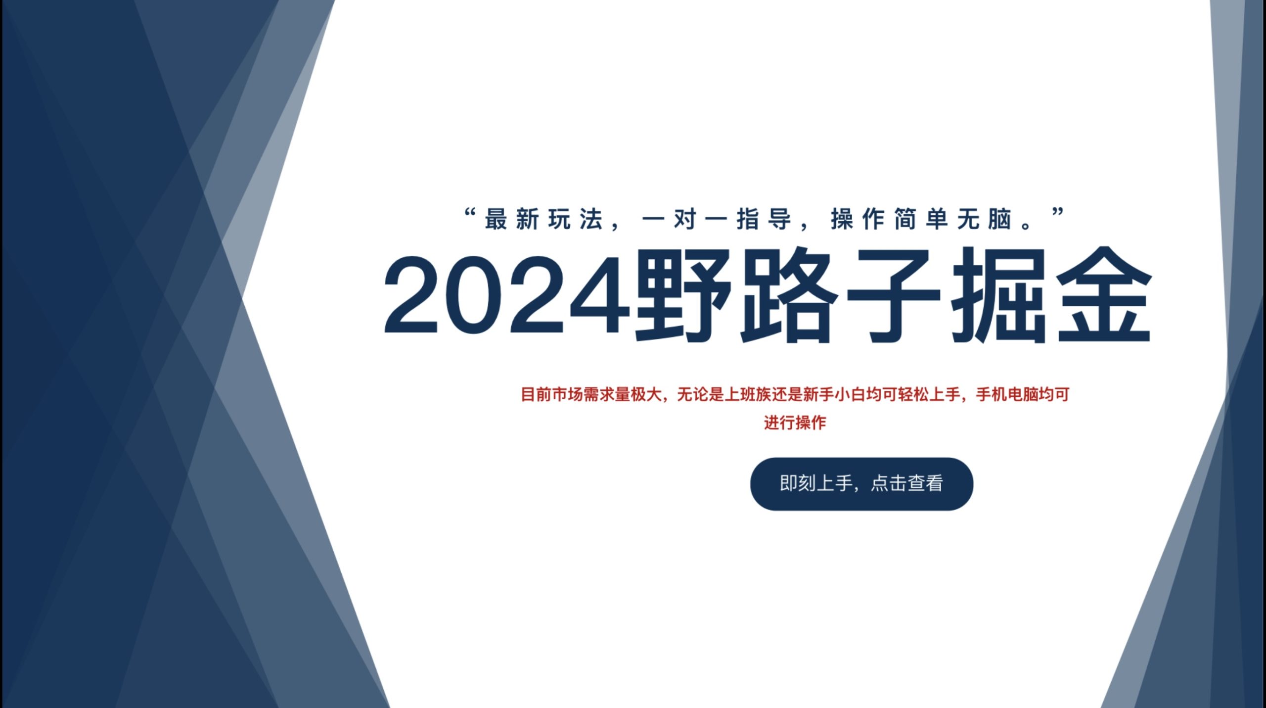 2024野路子掘金，最新玩 法， 一对一指导，操作简单无脑。-DE云网创