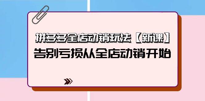 拼多多全店动销玩法【新课】，告别亏损从全店动销开始（4节视频课）-DE云网创