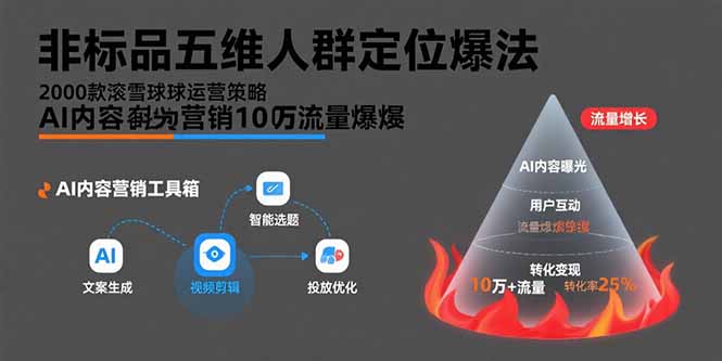 （15619期）非标品五维人群定位法，2000款滚雪球运营策略，AI内容营销10万流量引爆-DE云网创