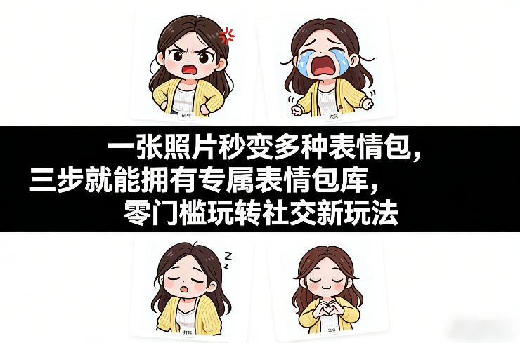 一张照片秒变多种表情包,三步就能拥有专属表情包库,零门槛玩转社交新玩法【文档】插图 一张照片秒变多种表情包,三步就能拥有专属表情包库,零门槛玩转社交新玩法【文档】