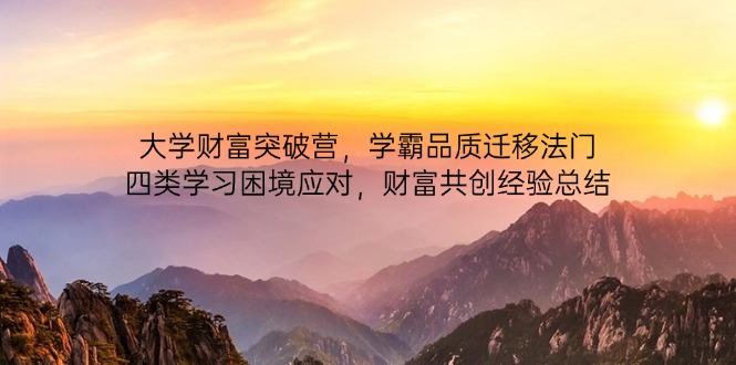 （14484期）大学财富突破营，学霸品质迁移法门，四类学习困境应对，财富共创经验总结-DE云网创