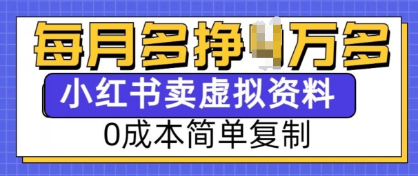 小红书虚拟资料项目，0成本简单复制，每个月多挣1W【揭秘】-DE云网创