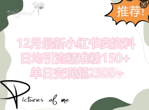 12月最新小红书日均引流精准粉100+，单日变现多张-DE云网创